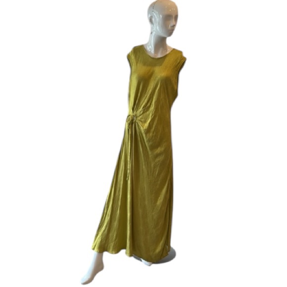 House of Harlow 1960 Chartreuse Cutout Satin Slip Midi Dress Size Medium - Picture 2 of 11